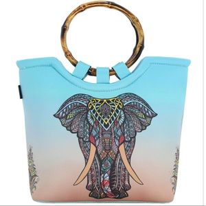 Qogir Boho Elephant Bamboo Handle Neoprene Bag